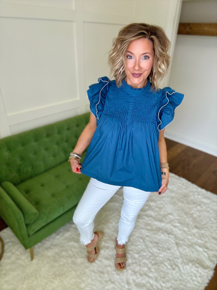 Sailor Chic Ruffle Sleeve Top