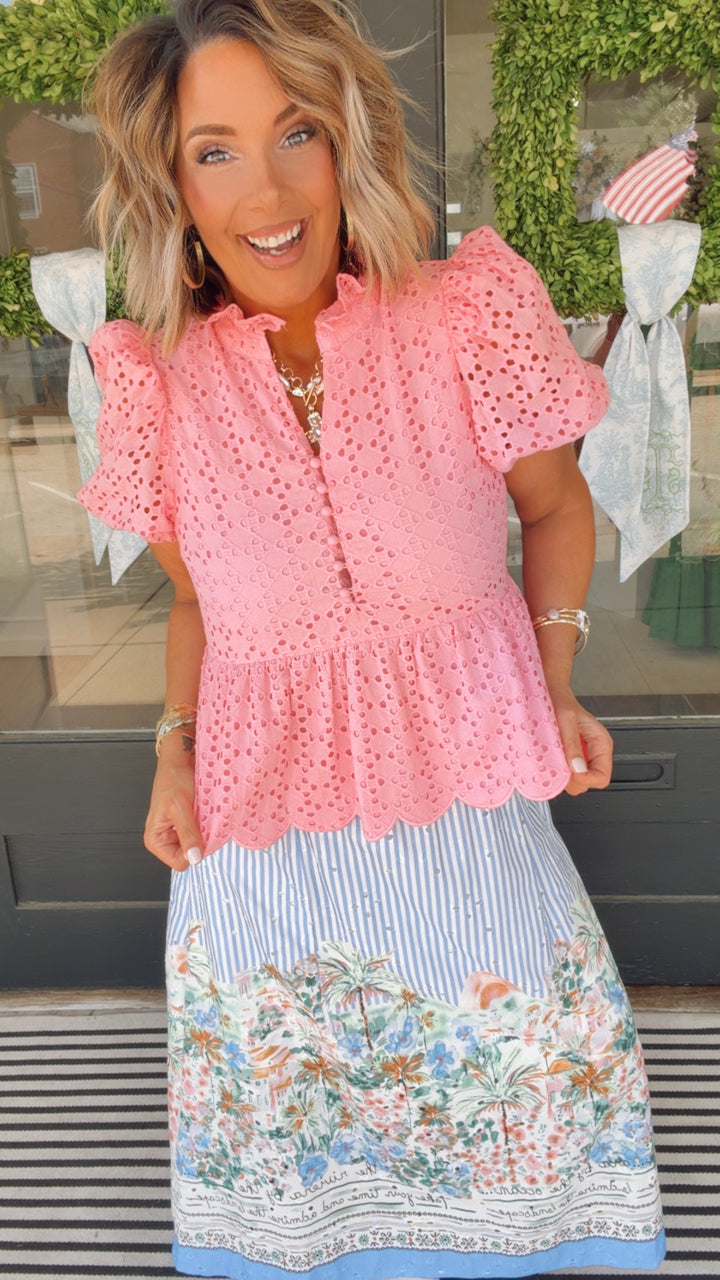 The Pink Sugar Eyelet Top