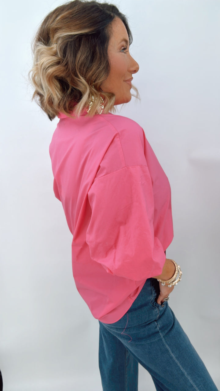 Endless Rose Blouson Sleeve Collared Shirt