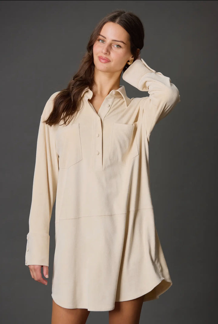 Suede Button Down Dress
