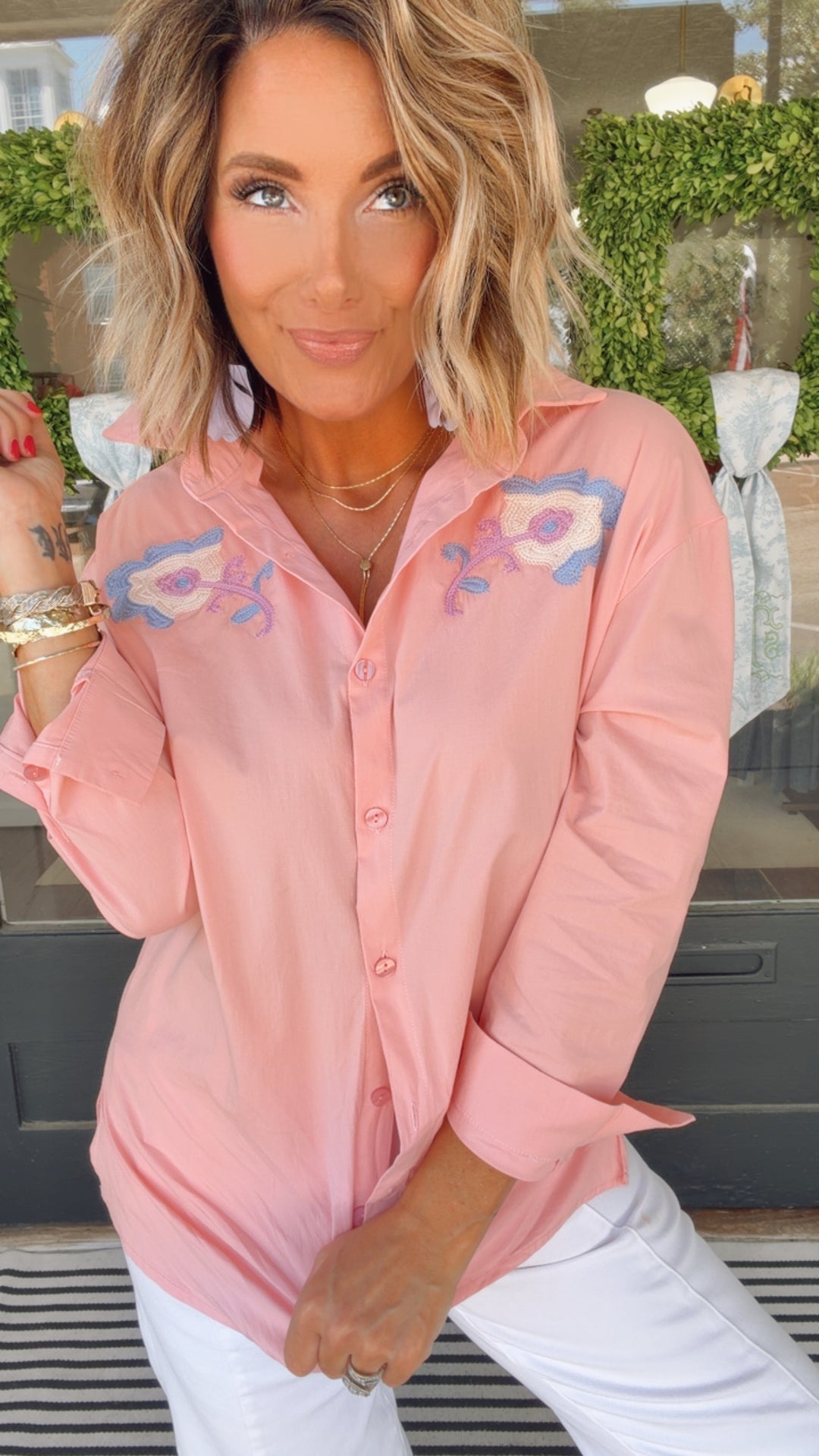The Pink Petals Button Down