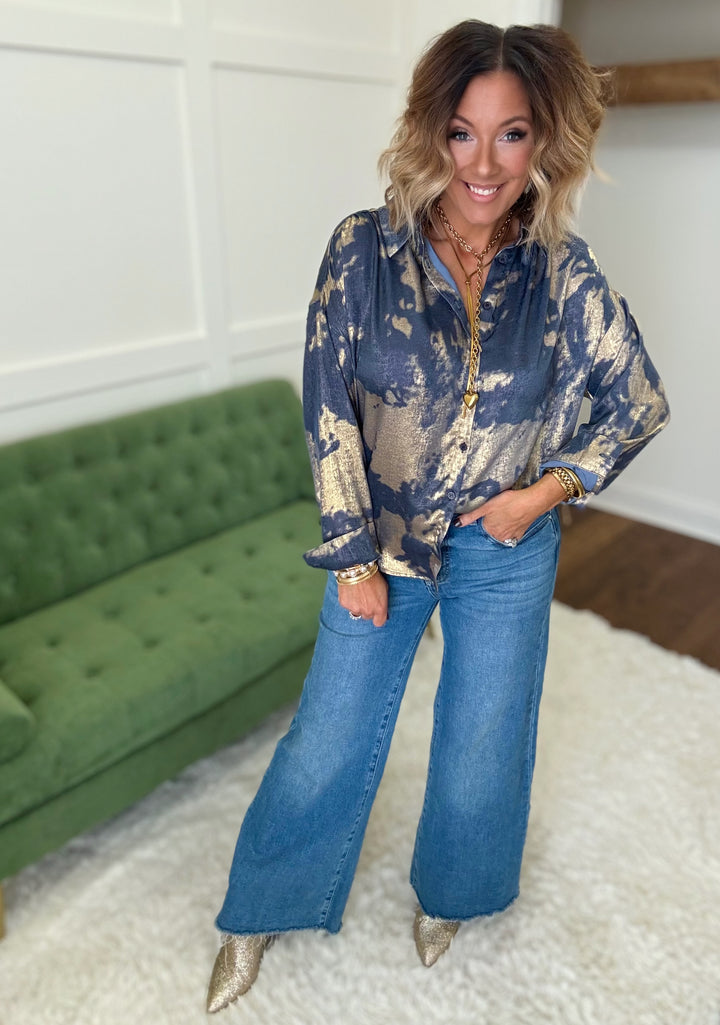 The Denim Metallic Blouse