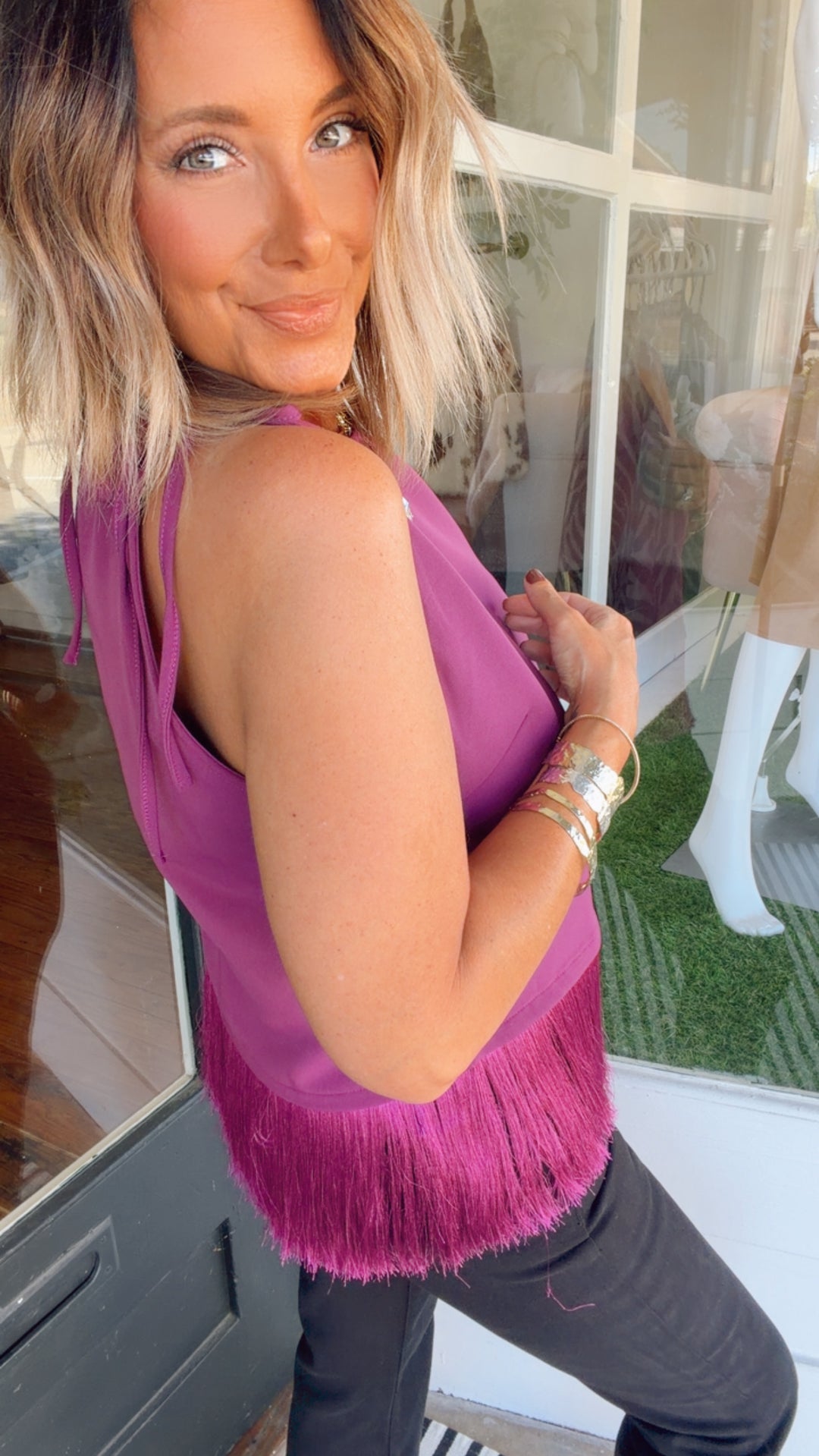 The Fringe Benefits Tie-Strap Top