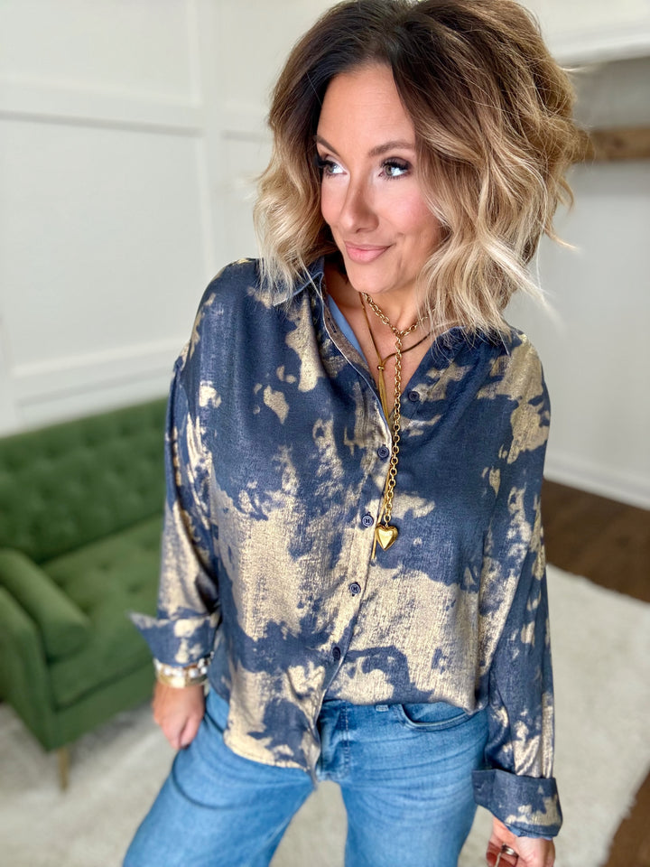 The Denim Metallic Blouse