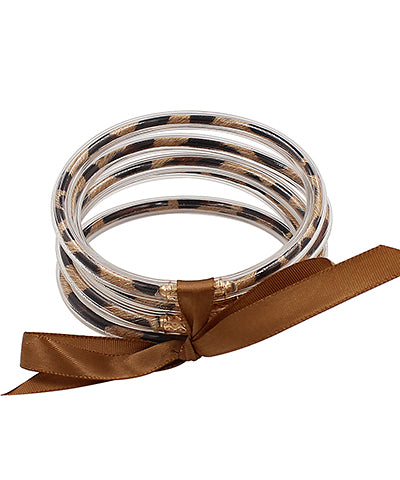 5 Row Animal Print Tube Jelly Bracelet Set