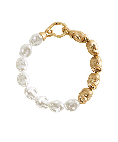 Pearl & Metal Beaded Bracelet