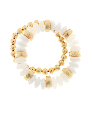 Rondelle Beaded Bracelet White