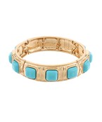 Square Stone Station Bracelet Turquoise