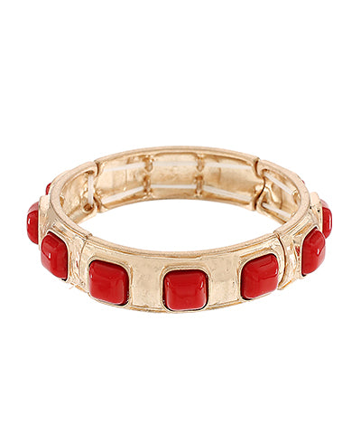 Square Stone Station Bracelet Red