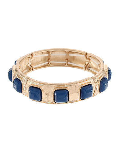 Square Stone Station Bracelet Navy