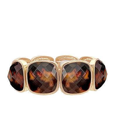 Wide Faceted Stone Bracelet