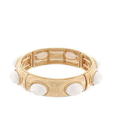 Oval Stone Station Bangle Bracelet