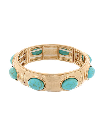 Oval Stone Station Bangle Bracelet