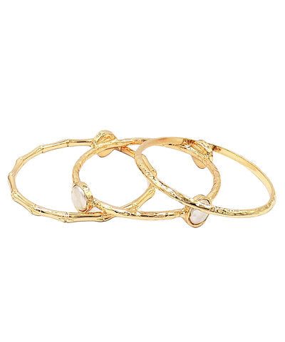 3 Row Accented Pearl Bangle Bracelet