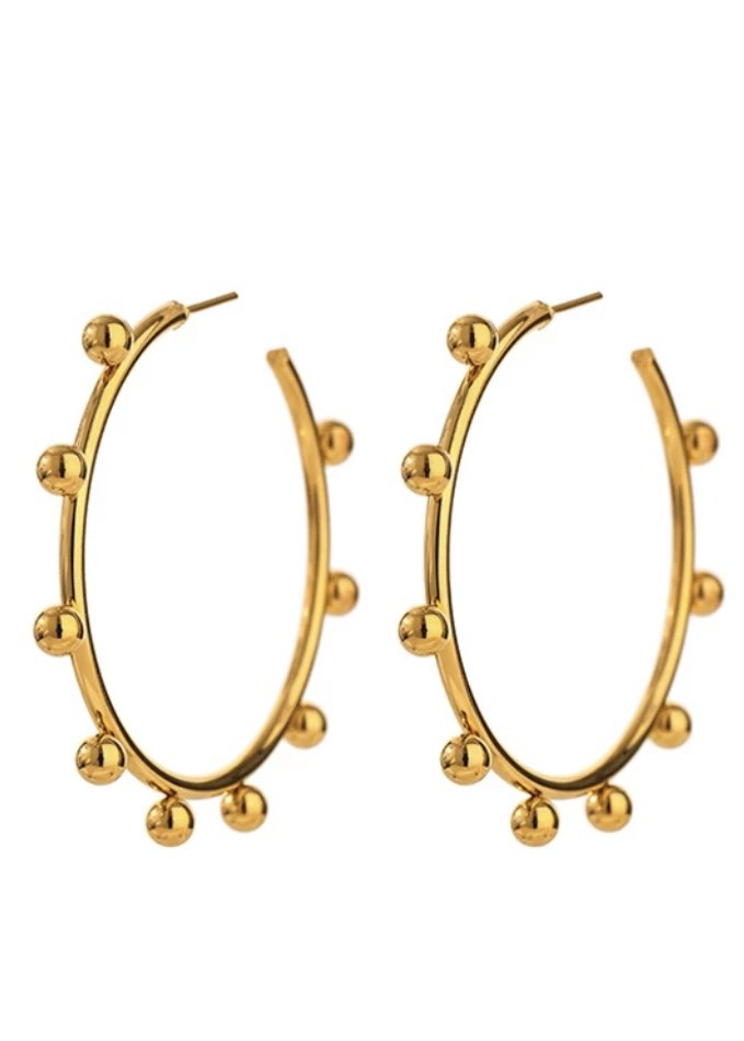 CHANSUTTPEARLS LARGE GOLD BEADED HOOPS