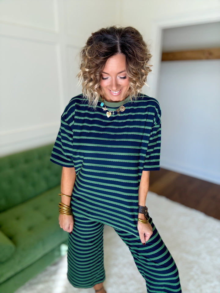 The Sally Scalloped Stripe Set