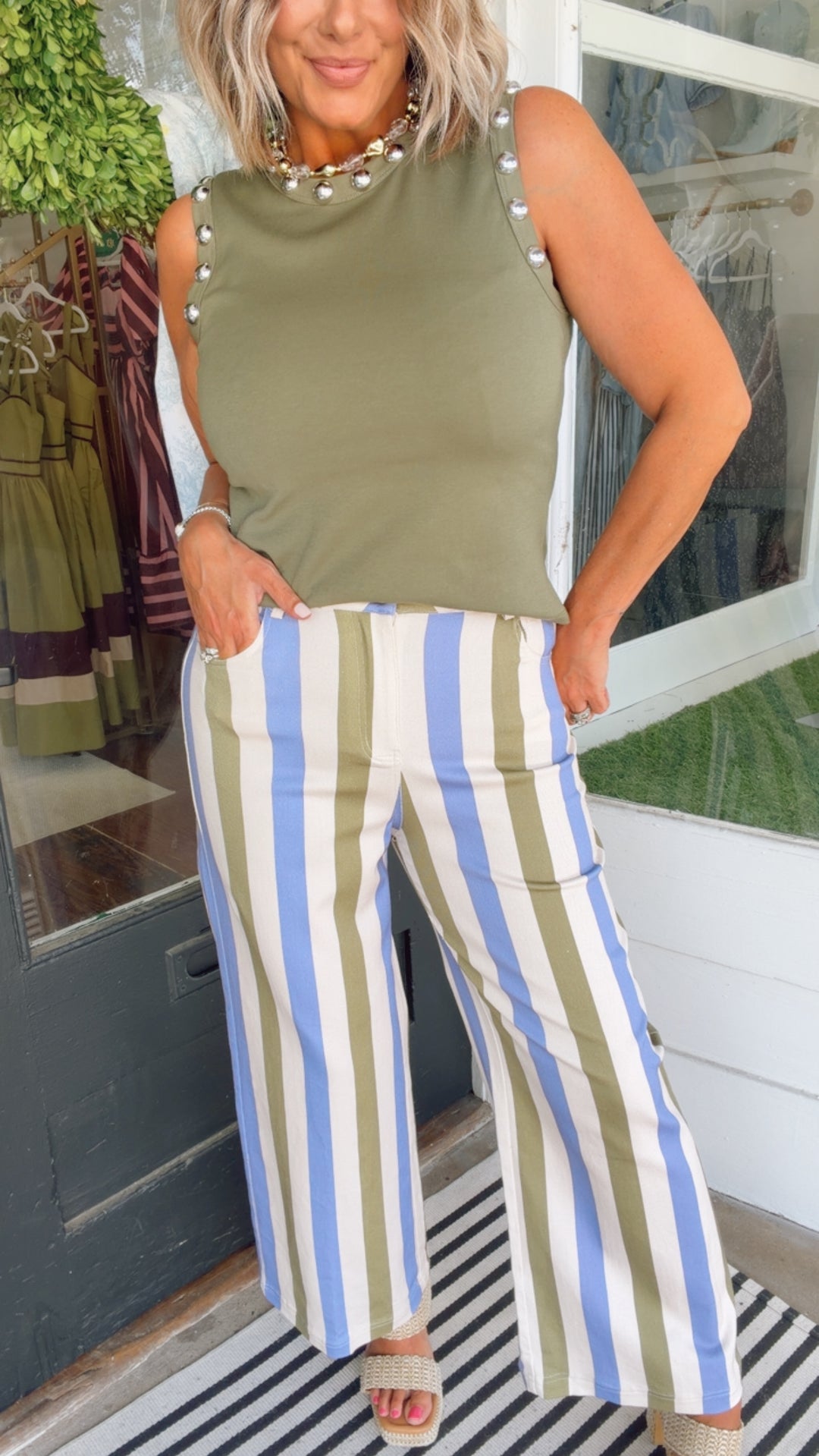 The Olive Stripe pant
