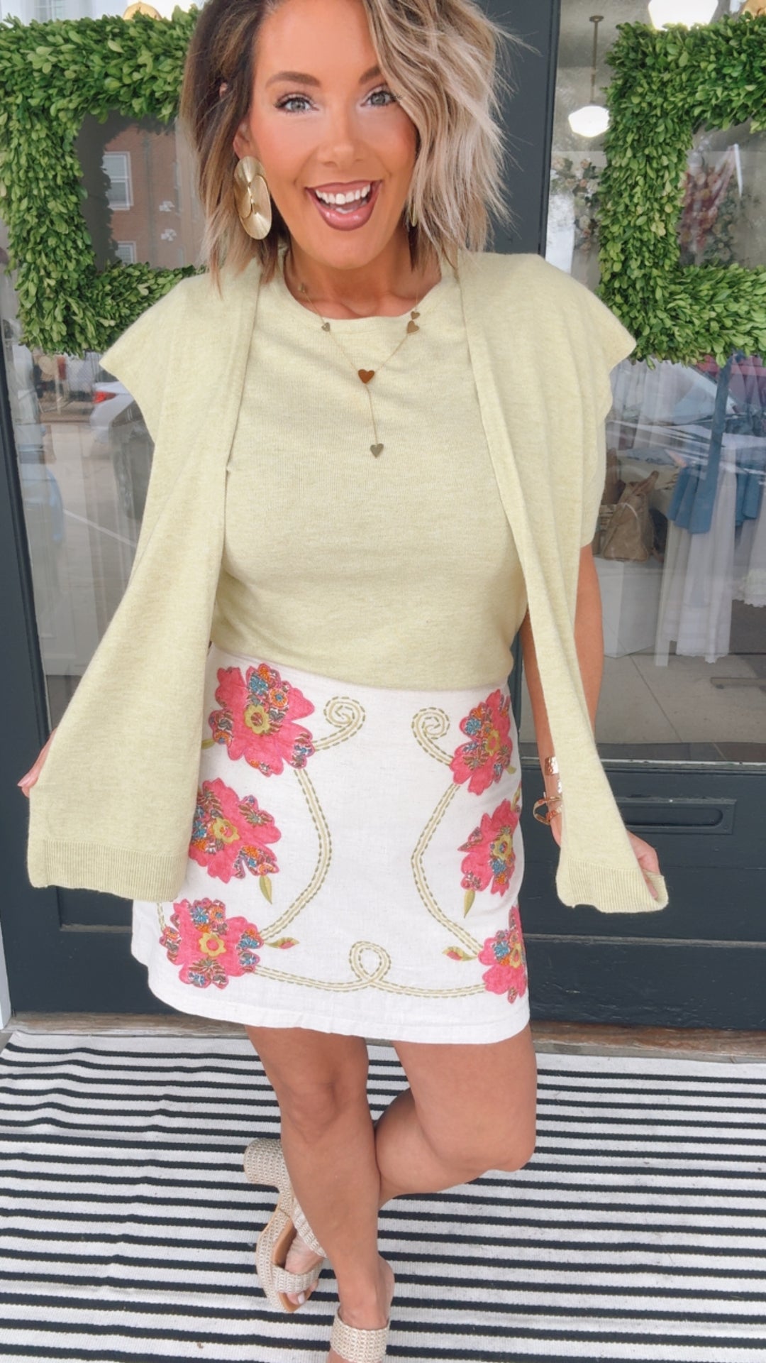THML Wildflower Stitch Embroidered Skirt