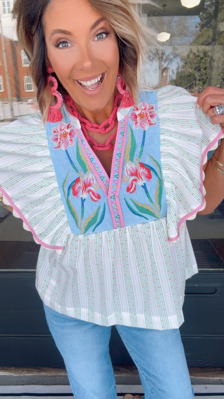 THML Garden Party Embroidered Blouse