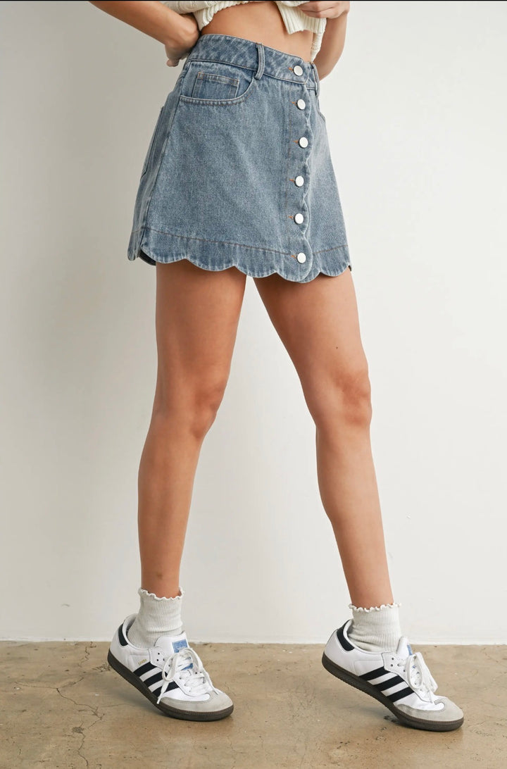 The Camden Scallop Denim Skirt