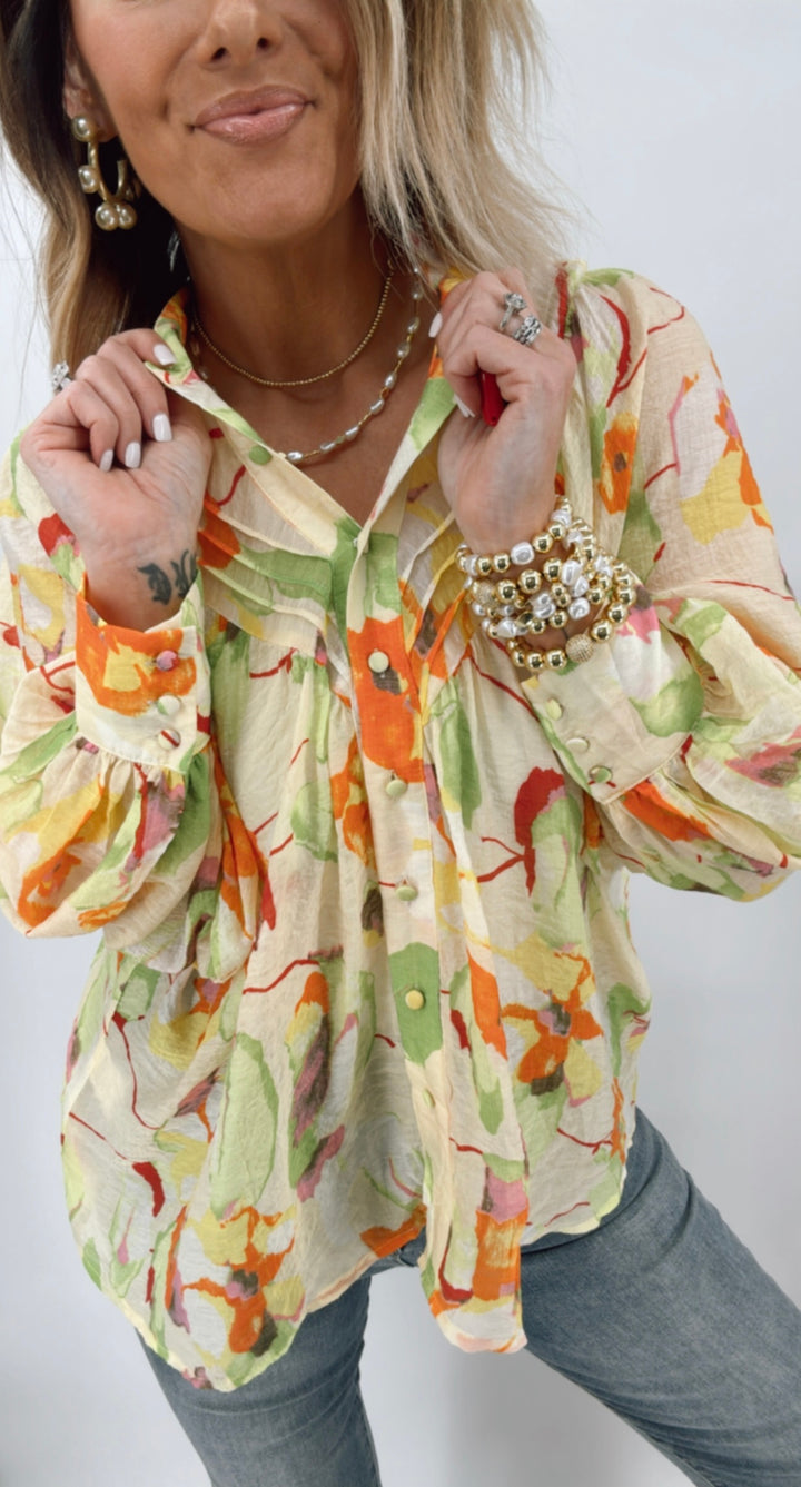 Floral Print Flowy Top