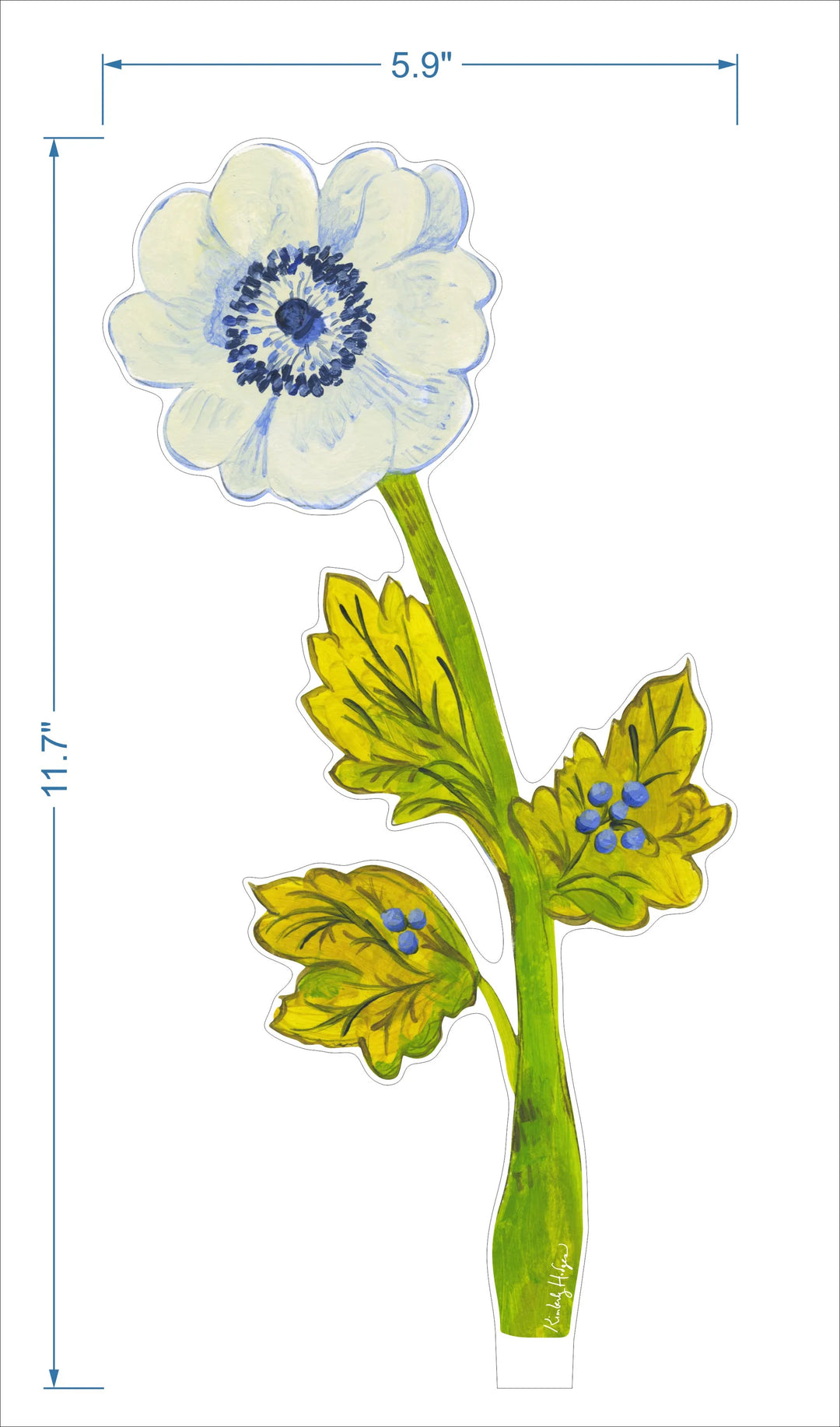Blue Anemone Acrylic Floral/LG /Stand sold separately.