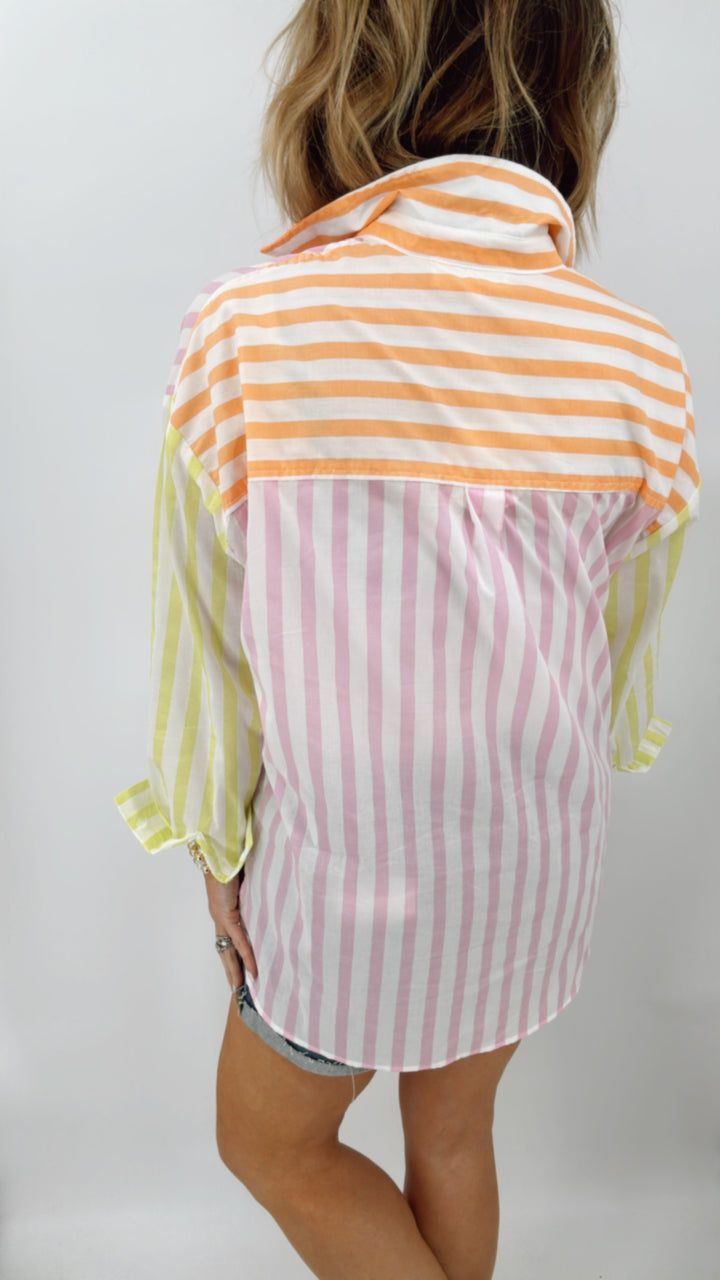 Multi Stripe Button Down Top