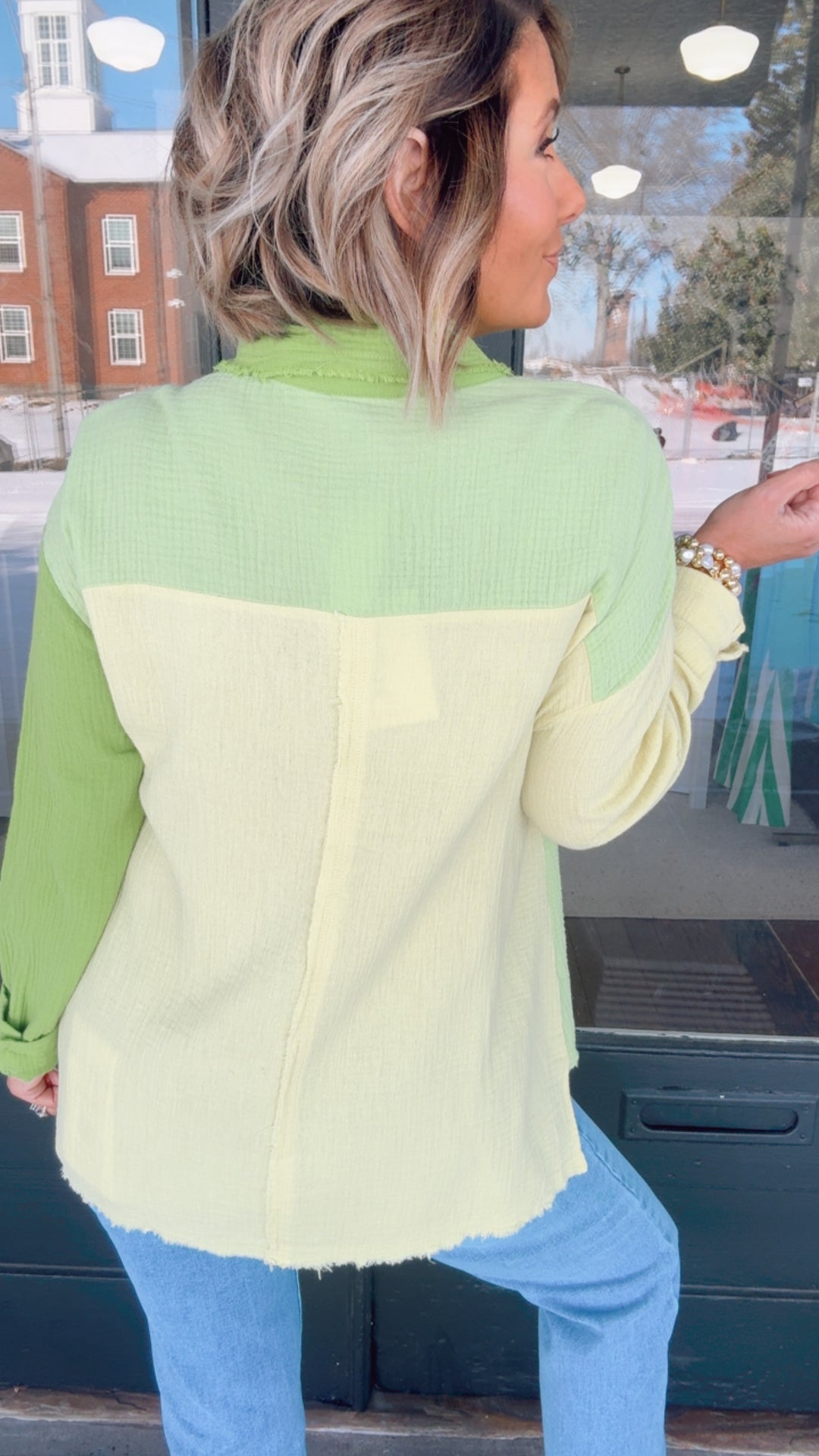 The Lime Color Block Top