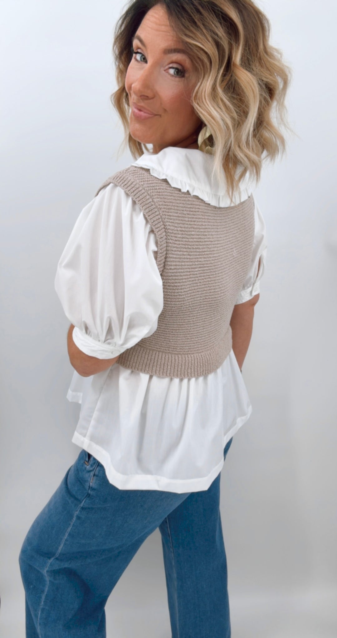 Mixed Media Peplum Top