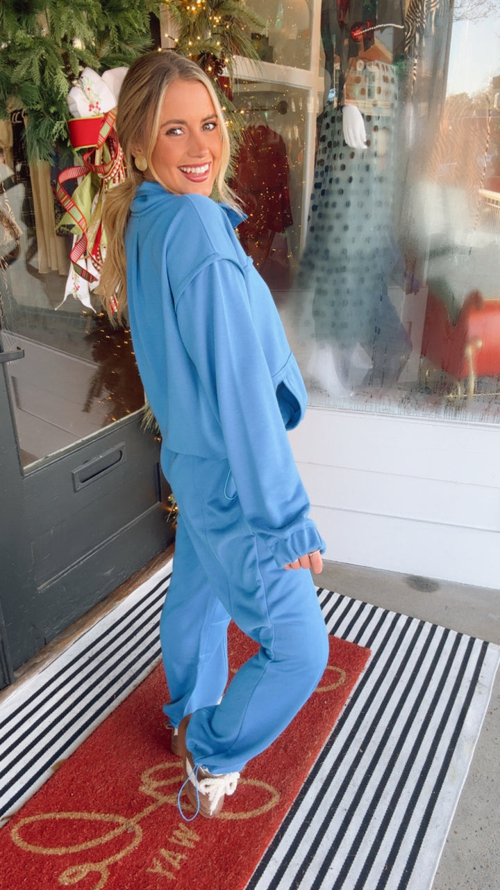 Oversized French Terry Henley Pullover With Pants