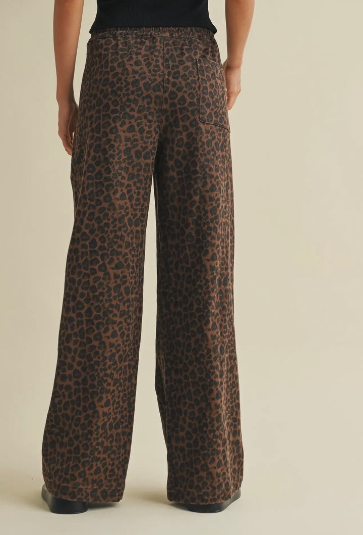 Leopard Print Wide Denim