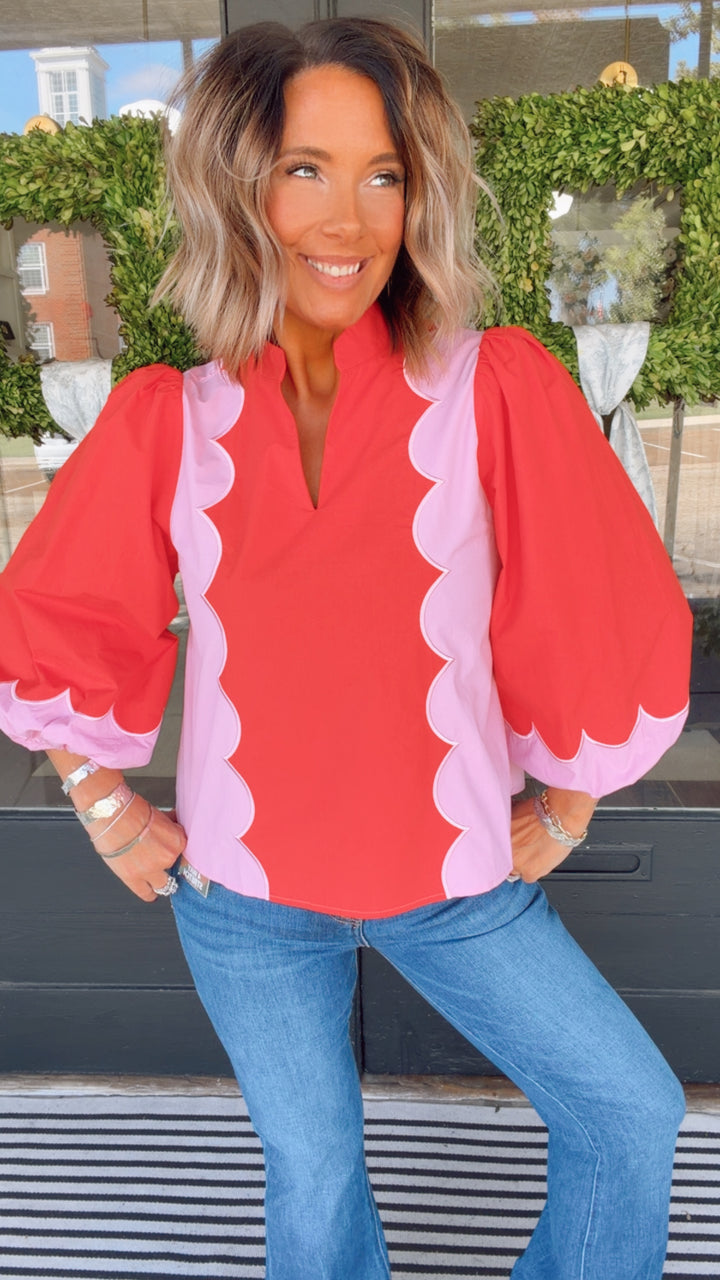 The Sweet on Scallops Colorblock Top