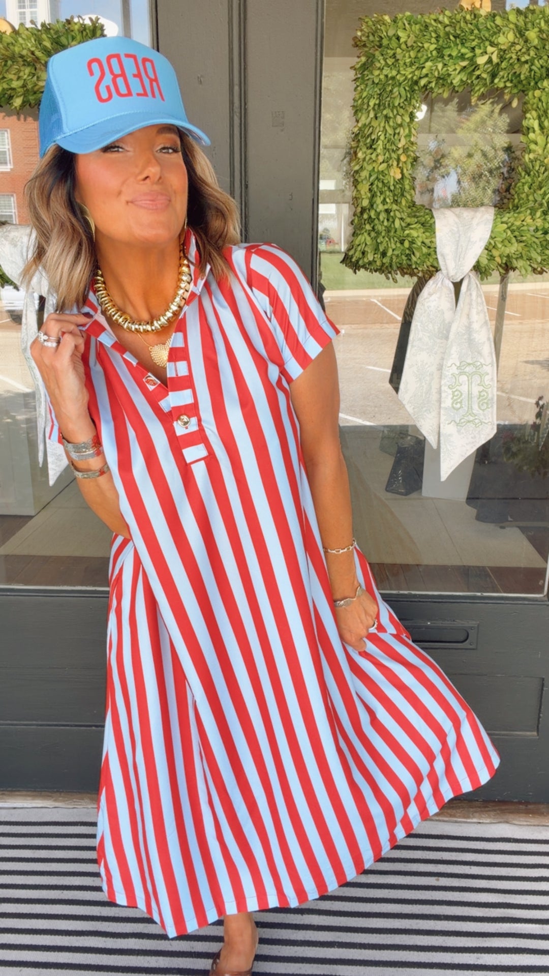 The Stripe Statement Midi Dress