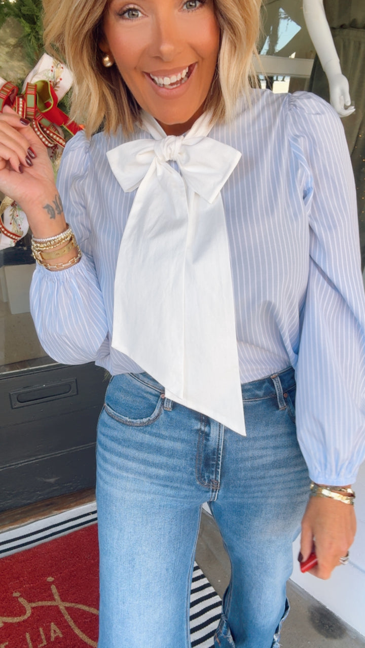 Colorblock Bow Blouse