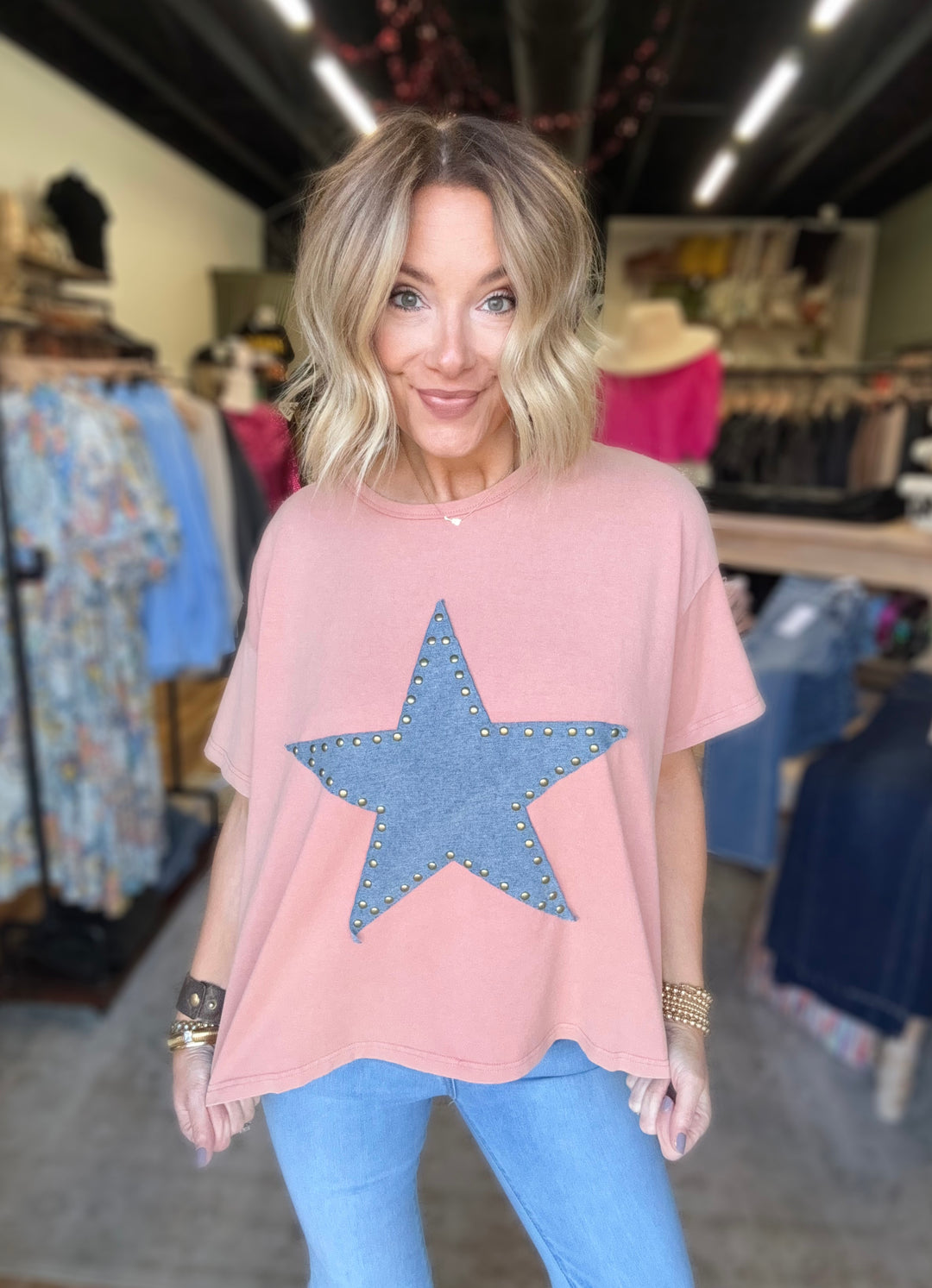 STAR PATCH KNIT TOP