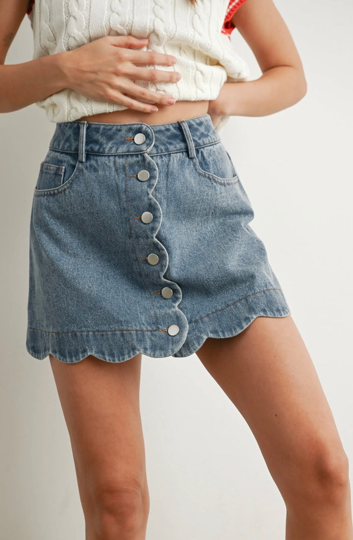The Camden Scallop Denim Skirt