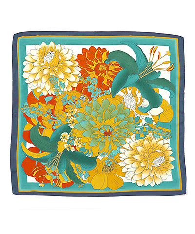 Multi Floral Silk Bandana Scarf