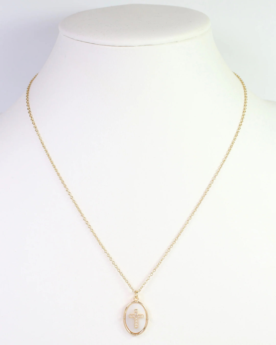 Claremont Mother of Pearl Cross Necklace Gold