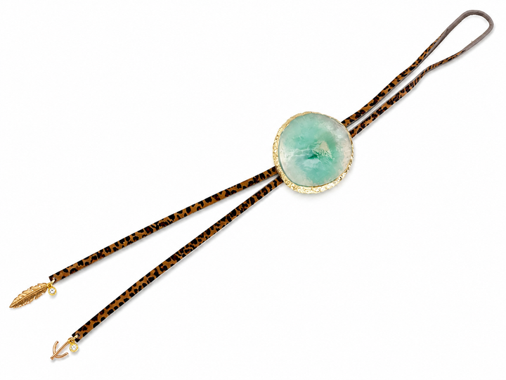 Gold-Edged Druzy Agate Bolo Necklace
