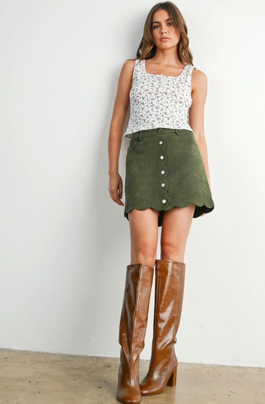 The Olive Grove Scallop Skirt