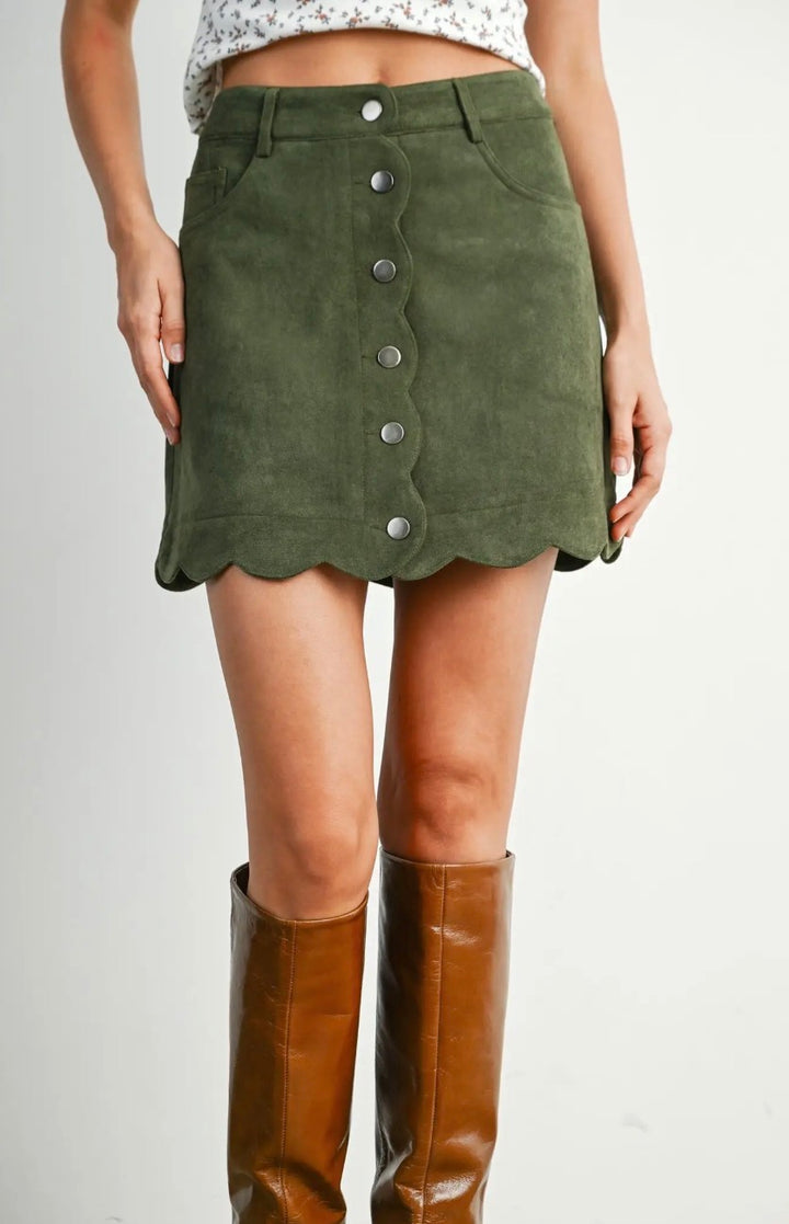 The Olive Grove Scallop Skirt