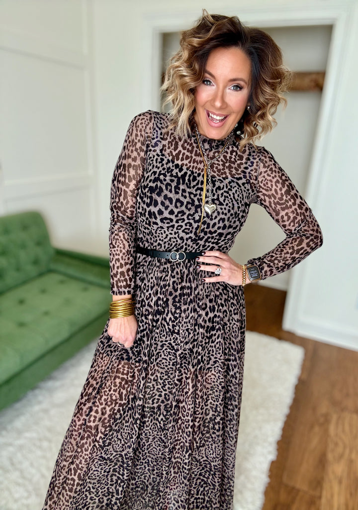 Mesh Animal Print Maxi