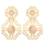 Cutout & Stone Dangle Earrings