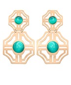 Cutout & Stone Dangle Earrings