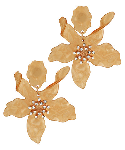 Flower w/Crystal Acrylic Earrings