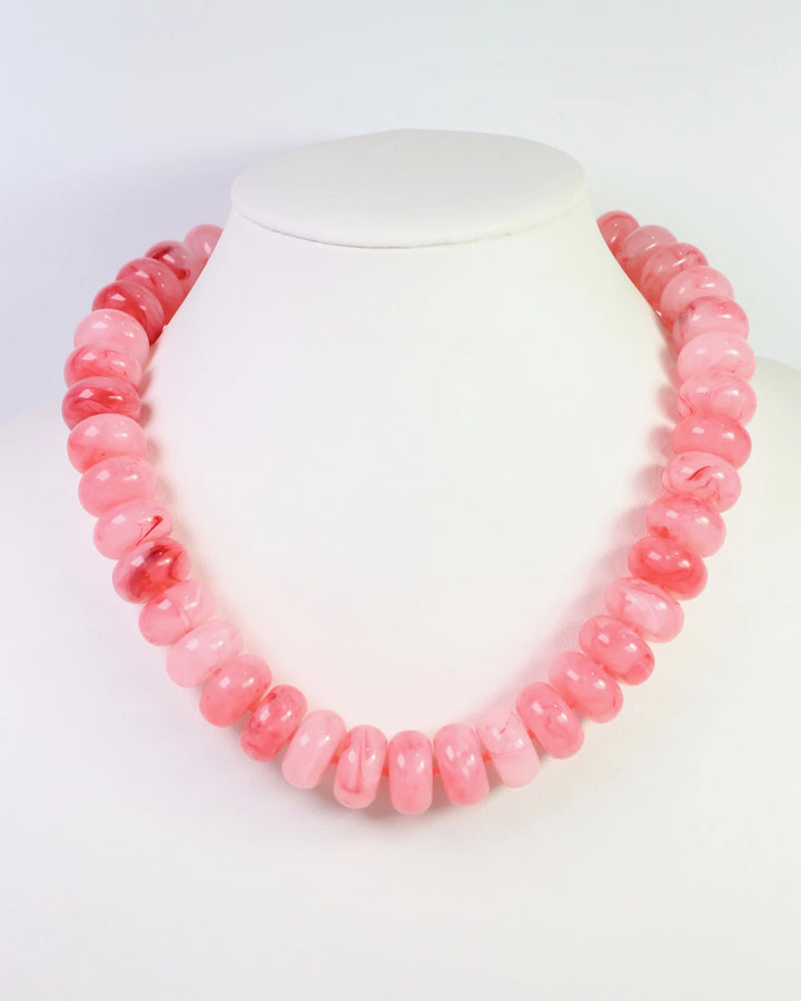 Pipestone Marble Beaded Necklace Pink