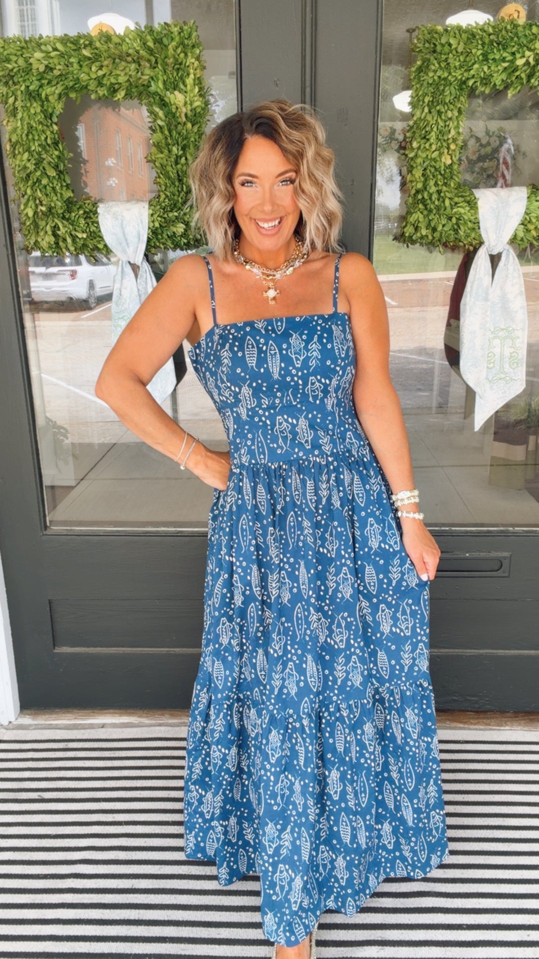 thml dresses THML: What A Joy Olive Green Textured Dress Shop the Mint dinner dates THML Blue Printed Flutter Sleeve