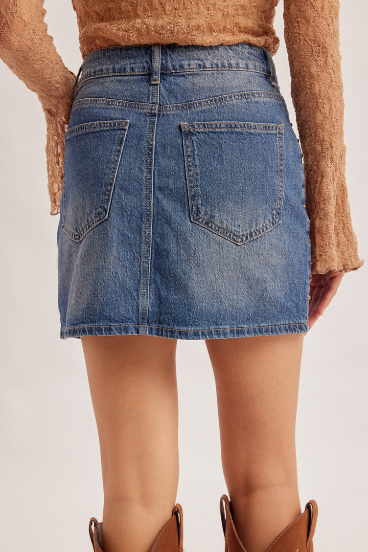 The Studded in Sass Denim Skirt