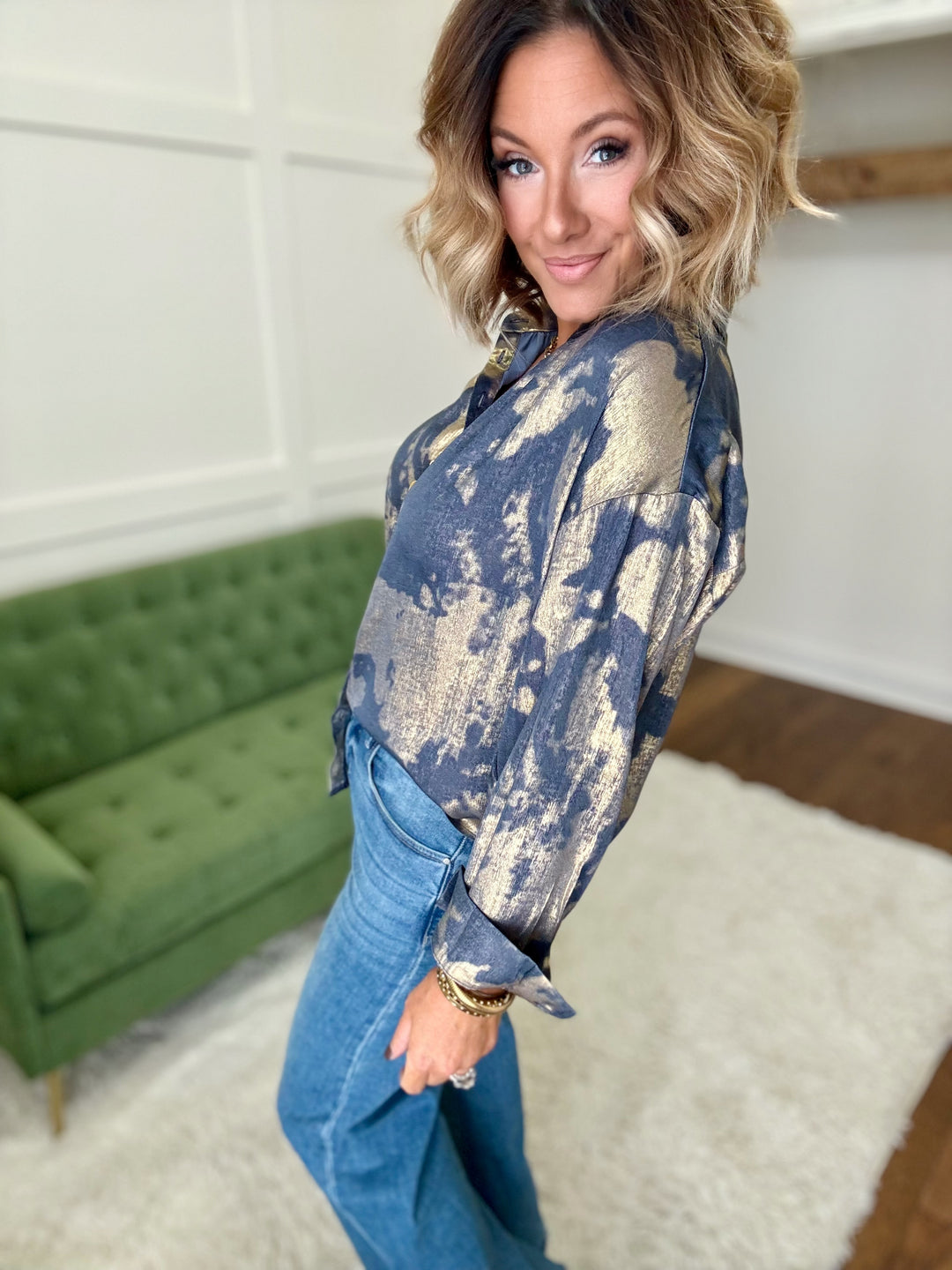 The Denim Metallic Blouse