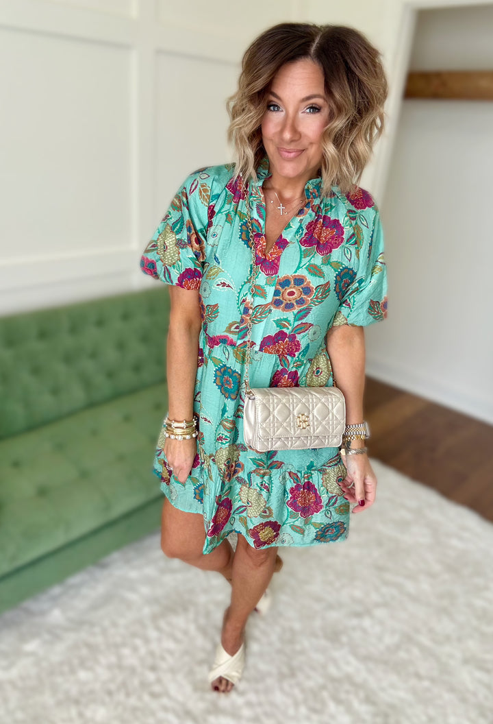 THML Puff Sleeve Floral Dress